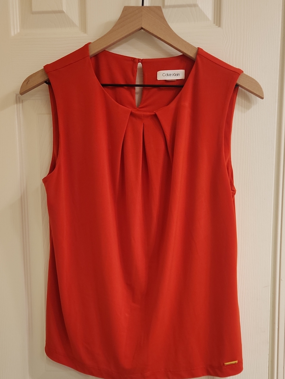 Calvin Klein Red Pleated Sleeveless Camisole